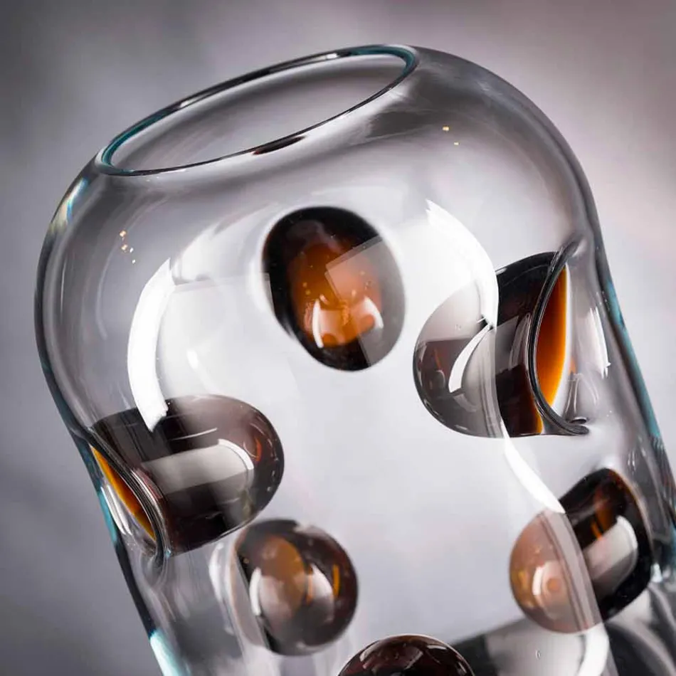 Wazon ze szkła dmuchanego Murano z kolorowymi detalami Made in Italy - Trapani Viadurini