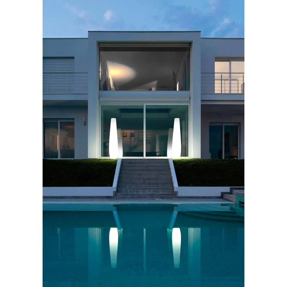 Wazon świecący na zewnątrz ze światłem LED z polietylenu Made in Italy - Nadai Viadurini