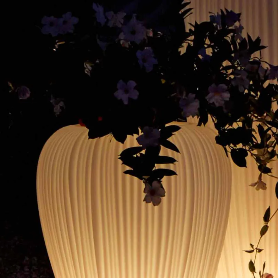 Nowoczesny, świecący wazon zewnętrzny z polietylenu, 2 sztuki - Skin by Myyour Viadurini