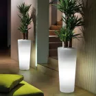 Wysoki wazon wewnętrzny z białego polietylenu Made in Italy - Devid Viadurini