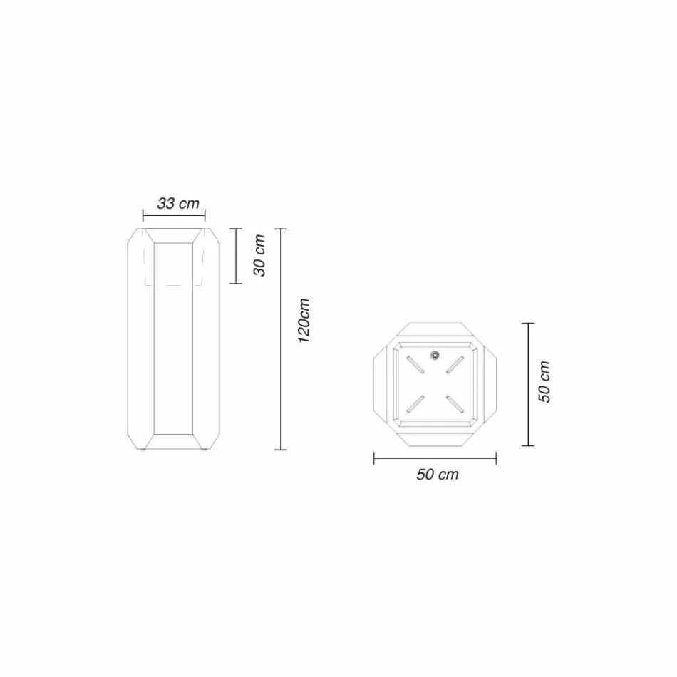 Świecący wazon z tworzywa sztucznego na zewnątrz lub do wewnątrz, 3 wymiary - Gem by Myyour Viadurini