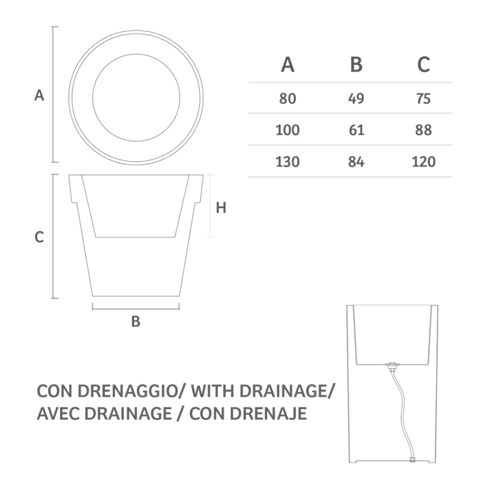 Świecący wazon na zewnątrz z białego polietylenu Made in Italy - Taralla Viadurini