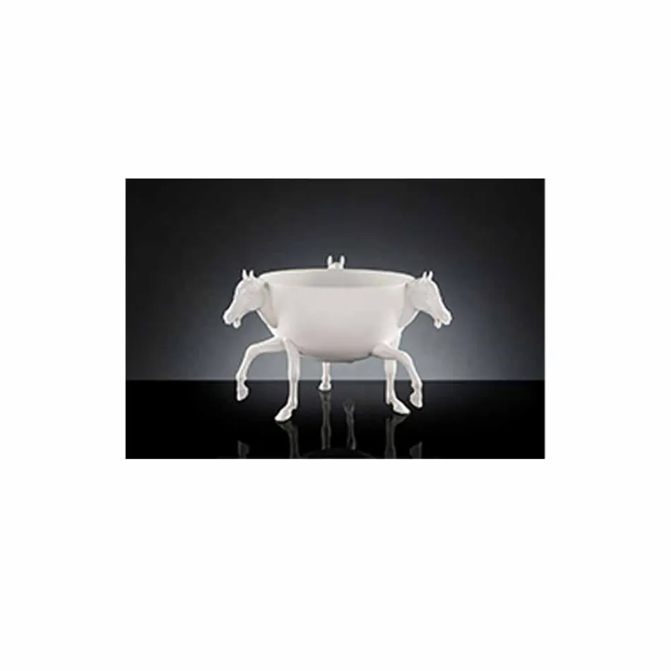 Ozdobny wazon do wnętrz z białej ceramiki lub 24-karatowego złota Made in Italy - Jacky Viadurini