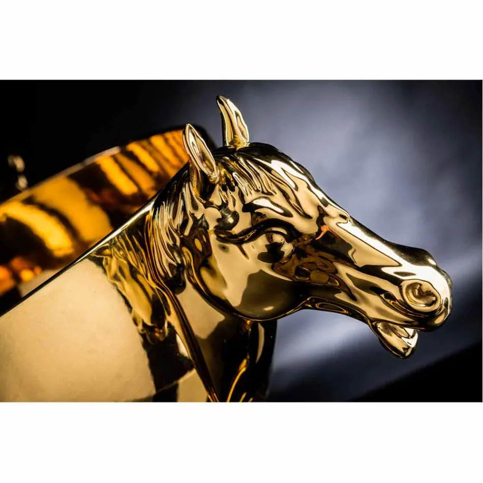 Ozdobny wazon do wnętrz z białej ceramiki lub 24-karatowego złota Made in Italy - Jacky Viadurini