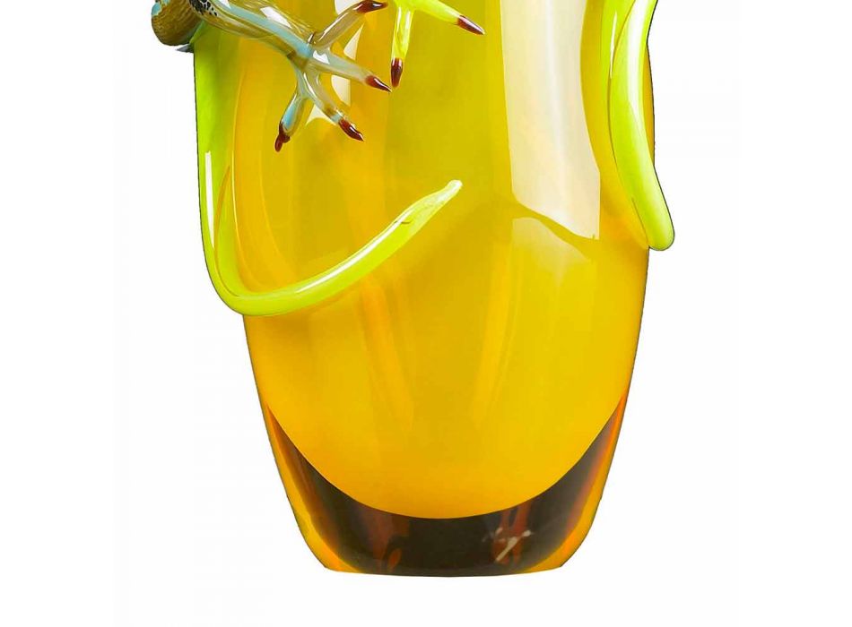 Ozdobny wazon z kolorowego szkła wykonany ręcznie we Włoszech - Geco Viadurini