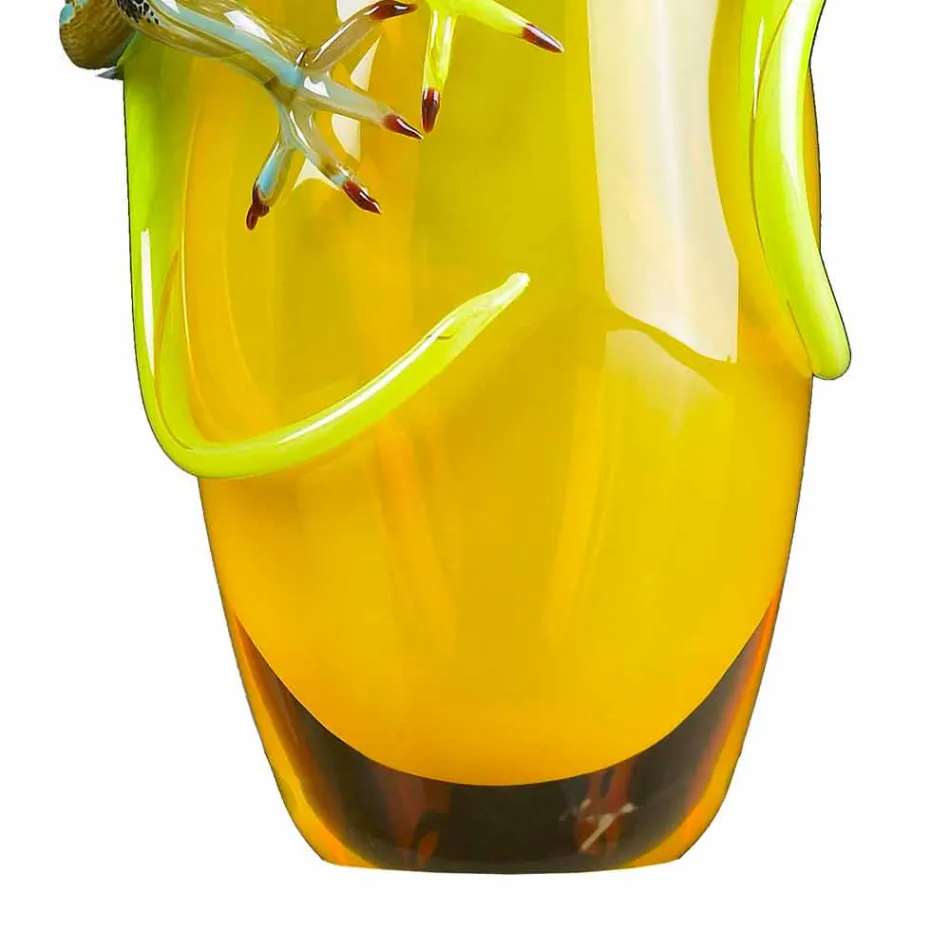 Ozdobny wazon z kolorowego szkła wykonany ręcznie we Włoszech - Geco Viadurini