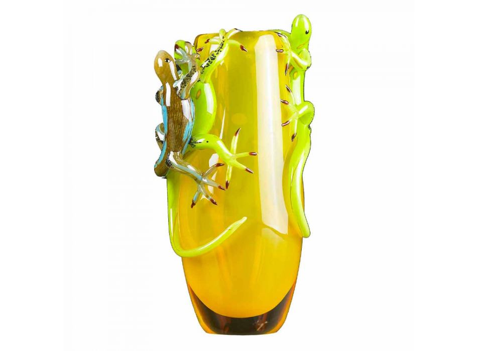 Ozdobny wazon z kolorowego szkła wykonany ręcznie we Włoszech - Geco Viadurini