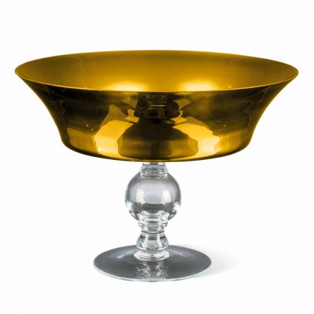 Ozdobny wazon ze złotego i przezroczystego dmuchanego szkła Made in Italy - Delfino Viadurini