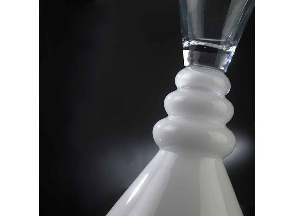 Biały i przezroczysty szklany wazon na kwiaty Made in Italy - Aramis Viadurini