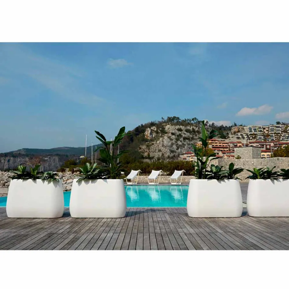 Biały design Wazon do wnętrz lub na zewnątrz w trzech rozmiarach, 2 sztuki - Pandora od Myyour Viadurini