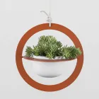 Wiszący wazon na kwiaty ze stali i ceramiki Made in Italy - Leotta Viadurini