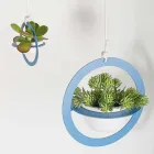 Wiszący wazon na kwiaty ze stali i ceramiki Made in Italy - Leotta Viadurini