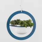 Wiszący wazon na kwiaty ze stali i ceramiki Made in Italy - Leotta Viadurini