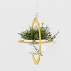 Wiszący wazon na kwiaty ze stali i ceramiki Made in Italy - Leotta Viadurini