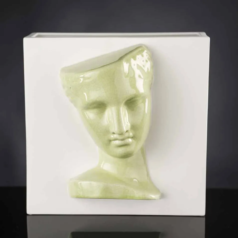 Nowoczesny prostokątny wazon z kolorowej ceramiki ręcznie robiony we Włoszech - Lucas Viadurini