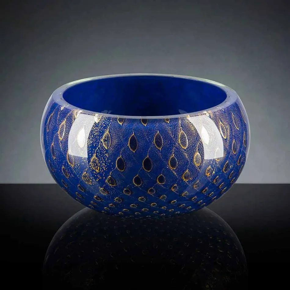 Okrągły wazon wewnętrzny z kolorowego szkła Murano Made in Italy - Asper Viadurini