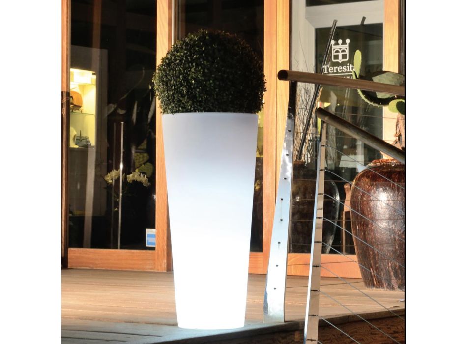 Okrągły wazon ogrodowy w kolorze fluorescencyjnym ze światłem Made in Italy - Avanas Viadurini