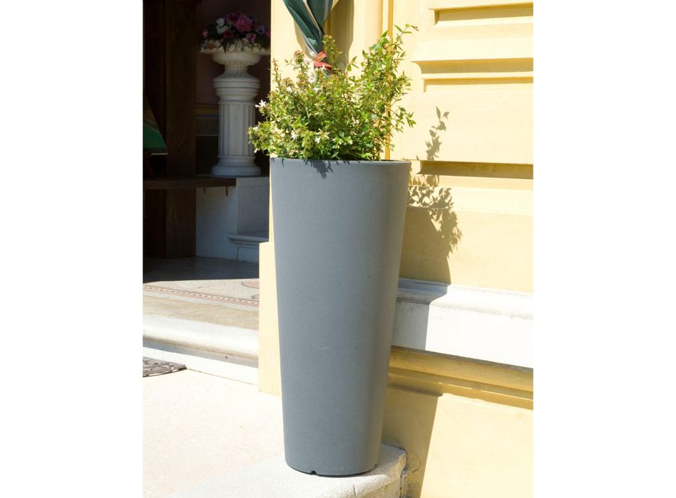 Okrągły wazon ogrodowy w kolorze fluorescencyjnym ze światłem Made in Italy - Avanas Viadurini