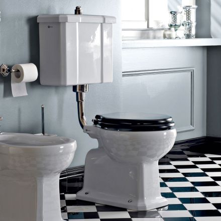 Toaleta podłogowa z ceramiczną kasetą i czarnym fotelem Made in Italy - Marwa Viadurini