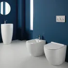 Aralia White Ceramic Toaleta Cyklonowa montowana na podłodze z deską sedesową o cichym opadaniu Viadurini