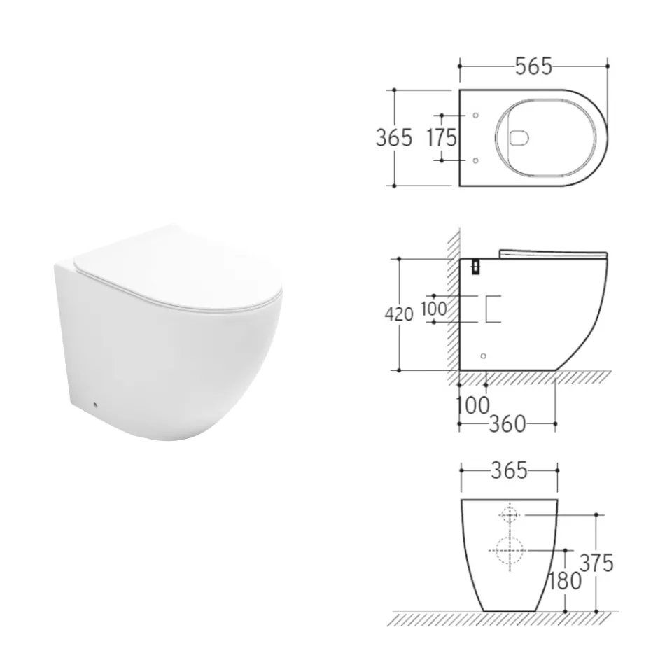 Aralia White Ceramic Toaleta Cyklonowa montowana na podłodze z deską sedesową o cichym opadaniu Viadurini