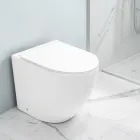 Aralia White Ceramic Toaleta Cyklonowa montowana na podłodze z deską sedesową o cichym opadaniu Viadurini