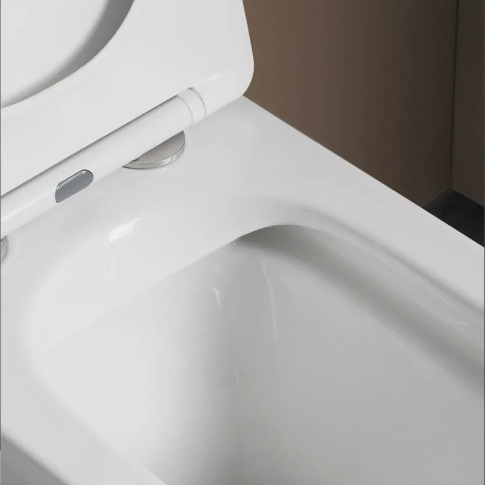 Toaleta podłogowa z wolnoopadającą ceramiczną deską sedesową i nowoczesnym designem - Giunco Viadurini