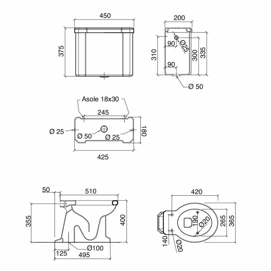 Ceramiczny wazon podłogowy z kasetą Made in Italy - Marwa Viadurini