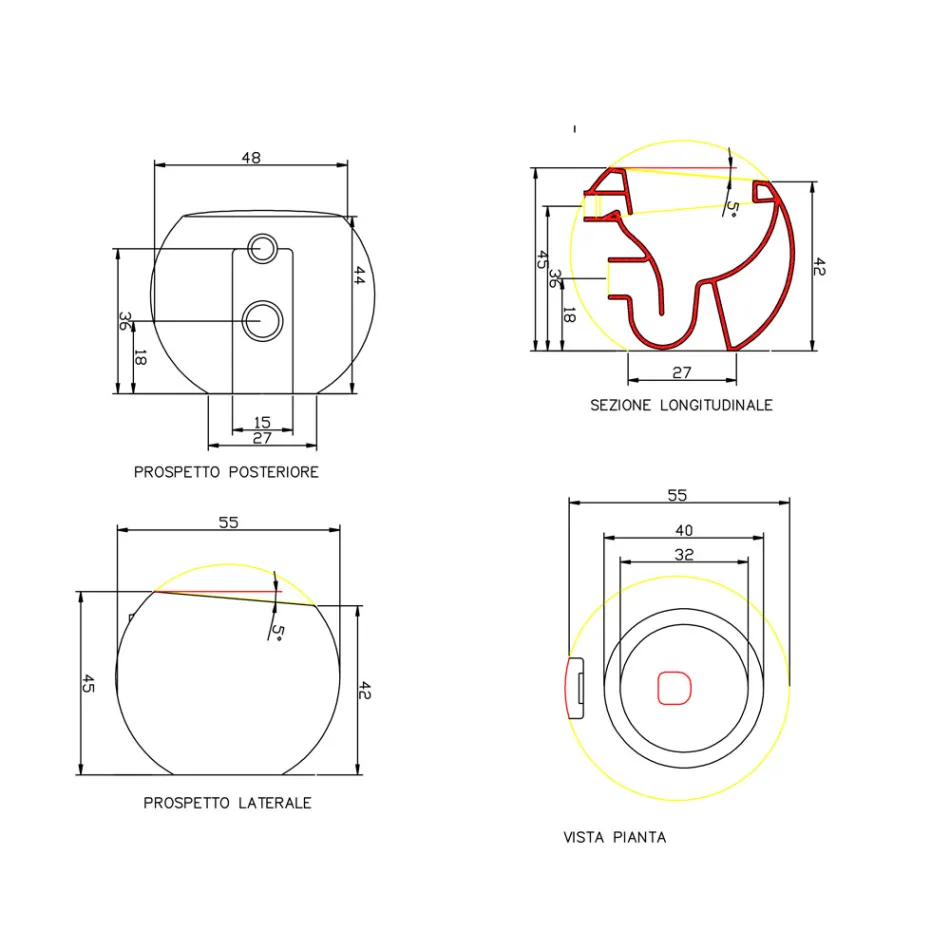 Zaprojektuj sferyczny wazon toaletowy z ceramiki Made in Italy, Fanna Viadurini
