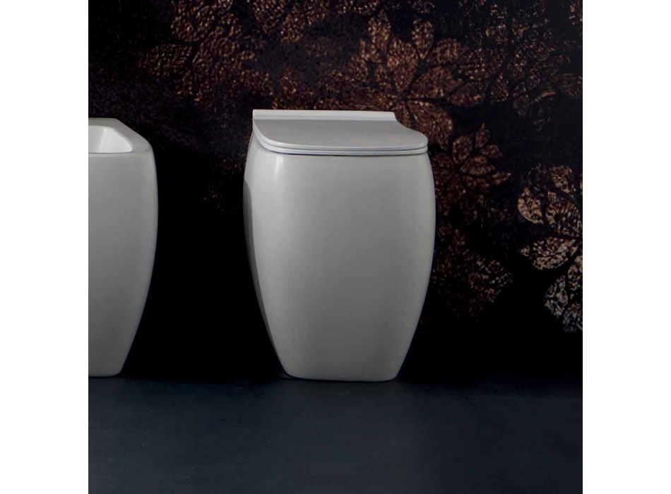 Biały ceramiczny wazon WC z nowoczesnym wzornictwem Gais, wyprodukowany we Włoszech Viadurini
