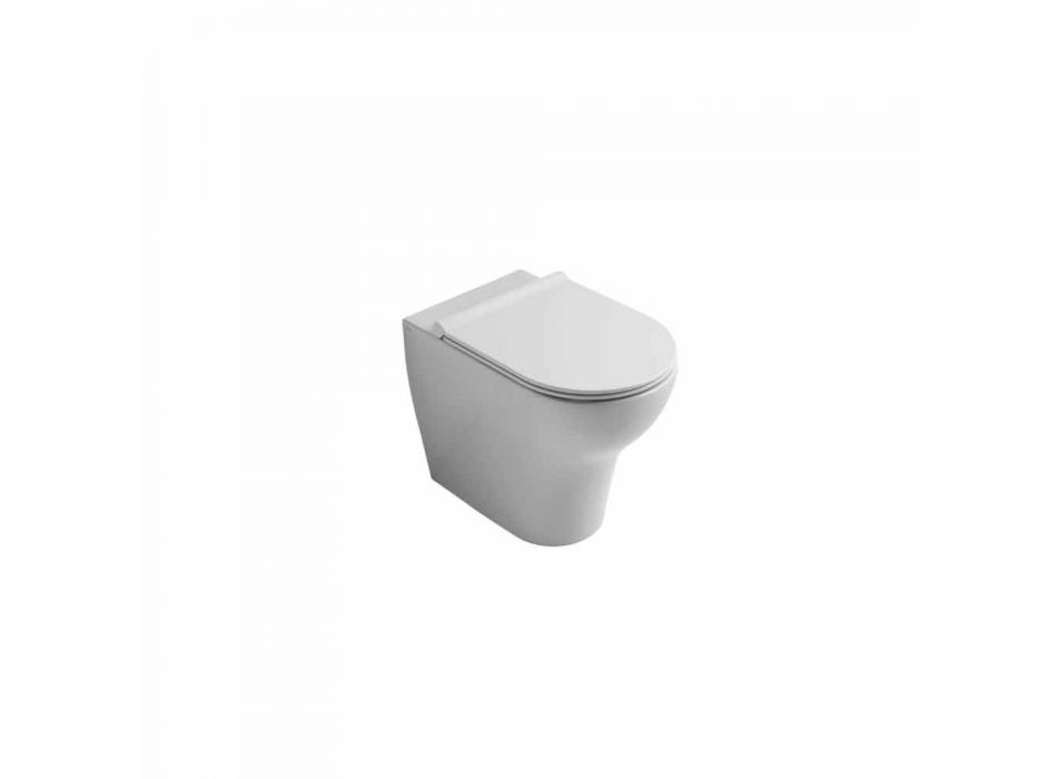 Biała ceramiczna miska WC Star 54x35cm wykonana we Włoszech, nowoczesny design Viadurini