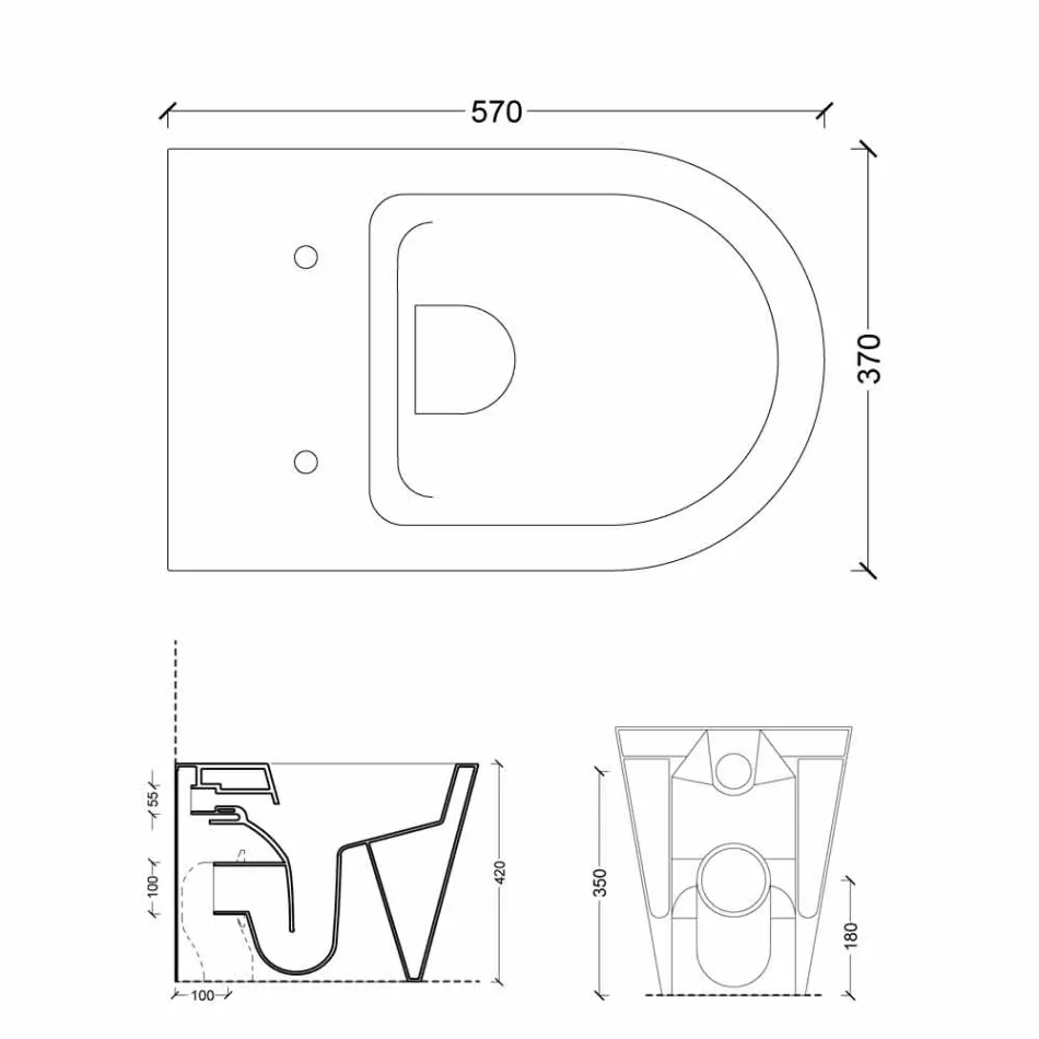 Nowoczesna miska ceramiczna WC Sun Round 57x37 cm wykonana we Włoszech Viadurini