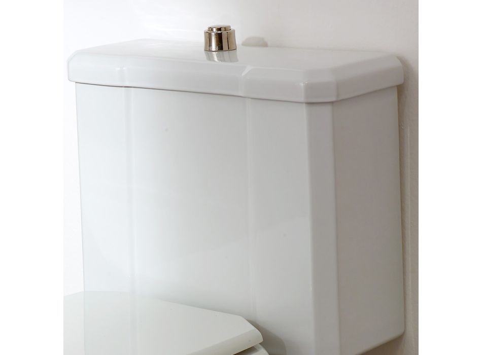 Biały ceramiczny słoik toaletowy z kasetą, wyprodukowany we Włoszech - Nausica Viadurini
