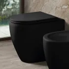 Dwukolorowa matowa ceramiczna toaleta bezrantowa Aster z wolnoopadającą deską sedesową   Viadurini