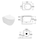 Aster White Ceramic Wall-Hung Rimless Toaleta z wolnoopadającą deską sedesową Viadurini