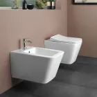 Podwieszana toaleta z wolnoopadającą ceramiczną deską sedesową w nowoczesnym designie - Giunco Viadurini