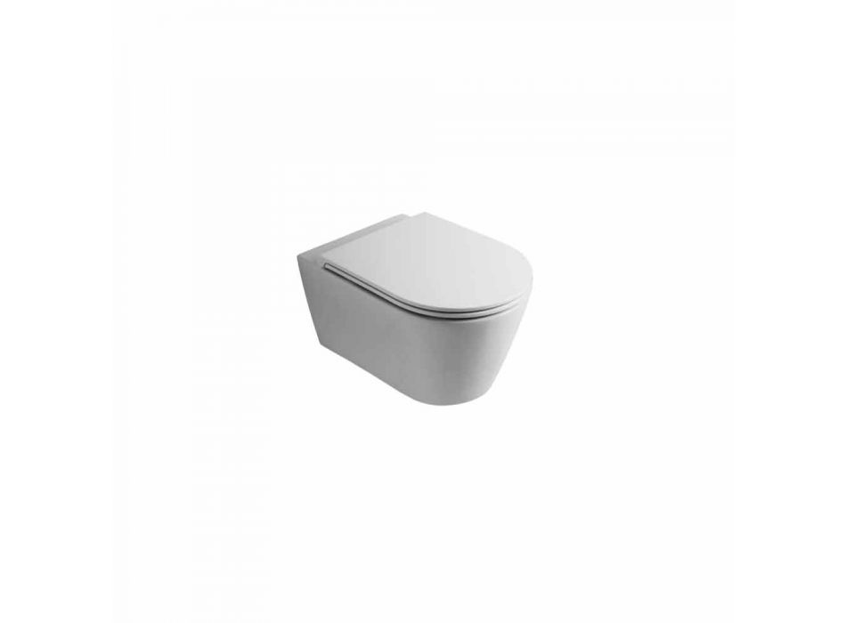Nowoczesna ceramiczna miska WC Sun Round 57x37 cm, wyprodukowana we Włoszech Viadurini