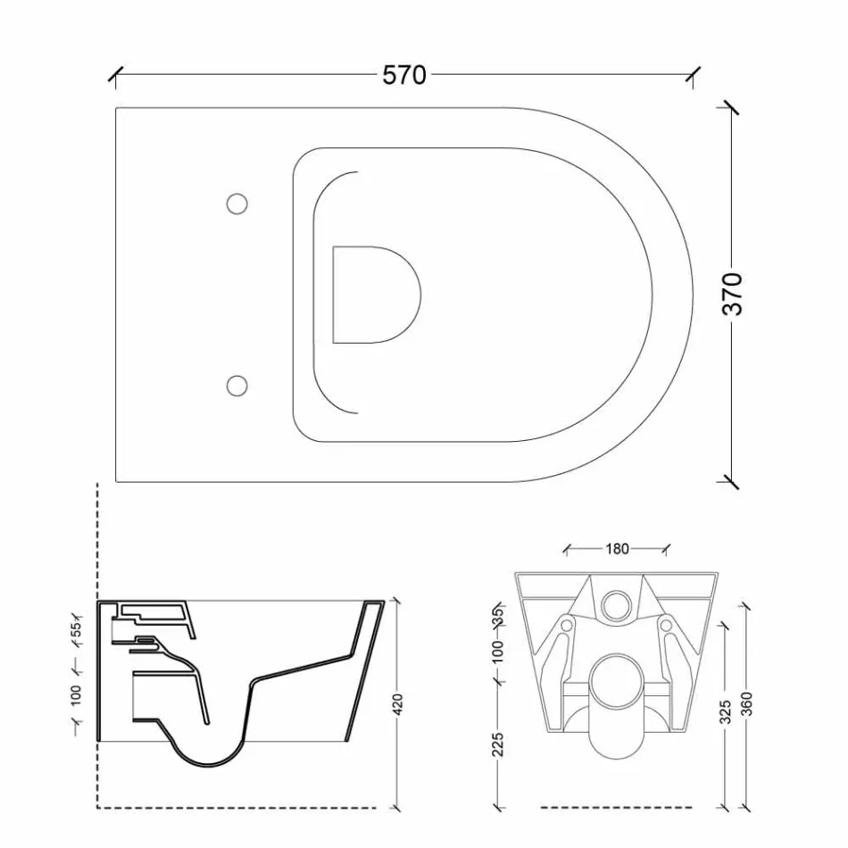 Nowoczesna ceramiczna miska WC Sun Round 57x37 cm, wyprodukowana we Włoszech Viadurini