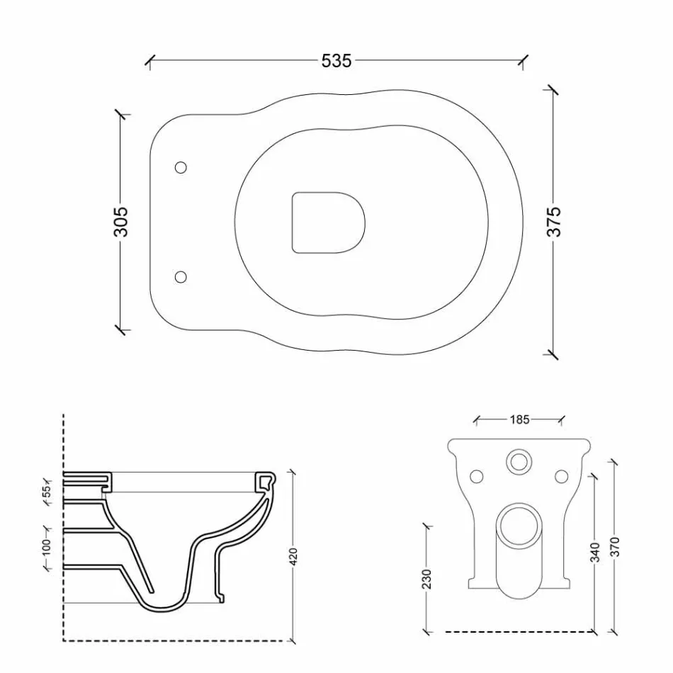 Nowoczesna toaleta wisząca w białym ceramicznym stylu 54x36 wykonana we Włoszech Viadurini