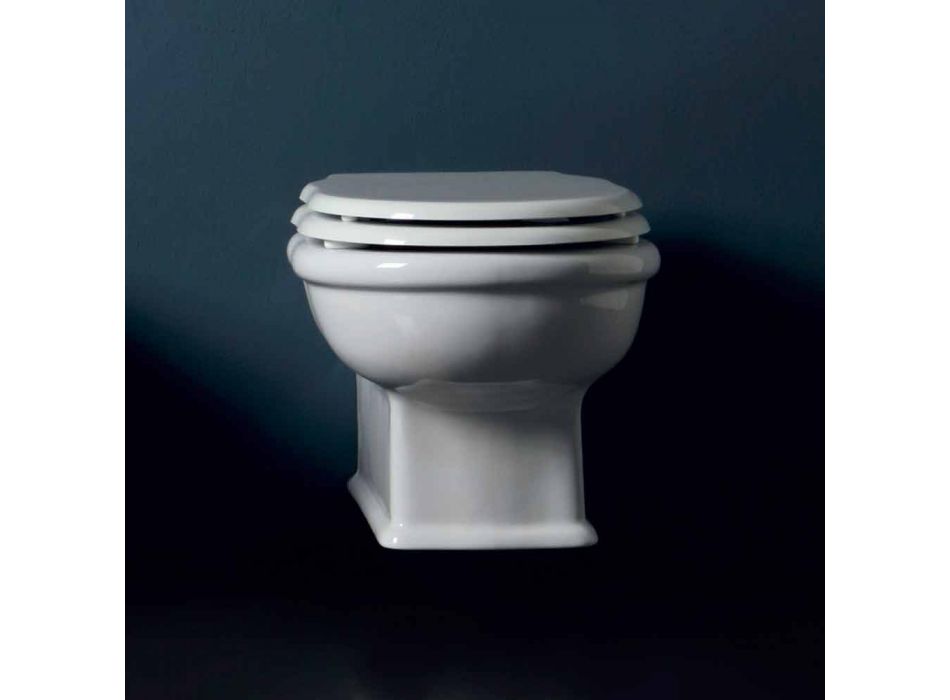 Nowoczesna toaleta wisząca w białym ceramicznym stylu 54x36 wykonana we Włoszech Viadurini