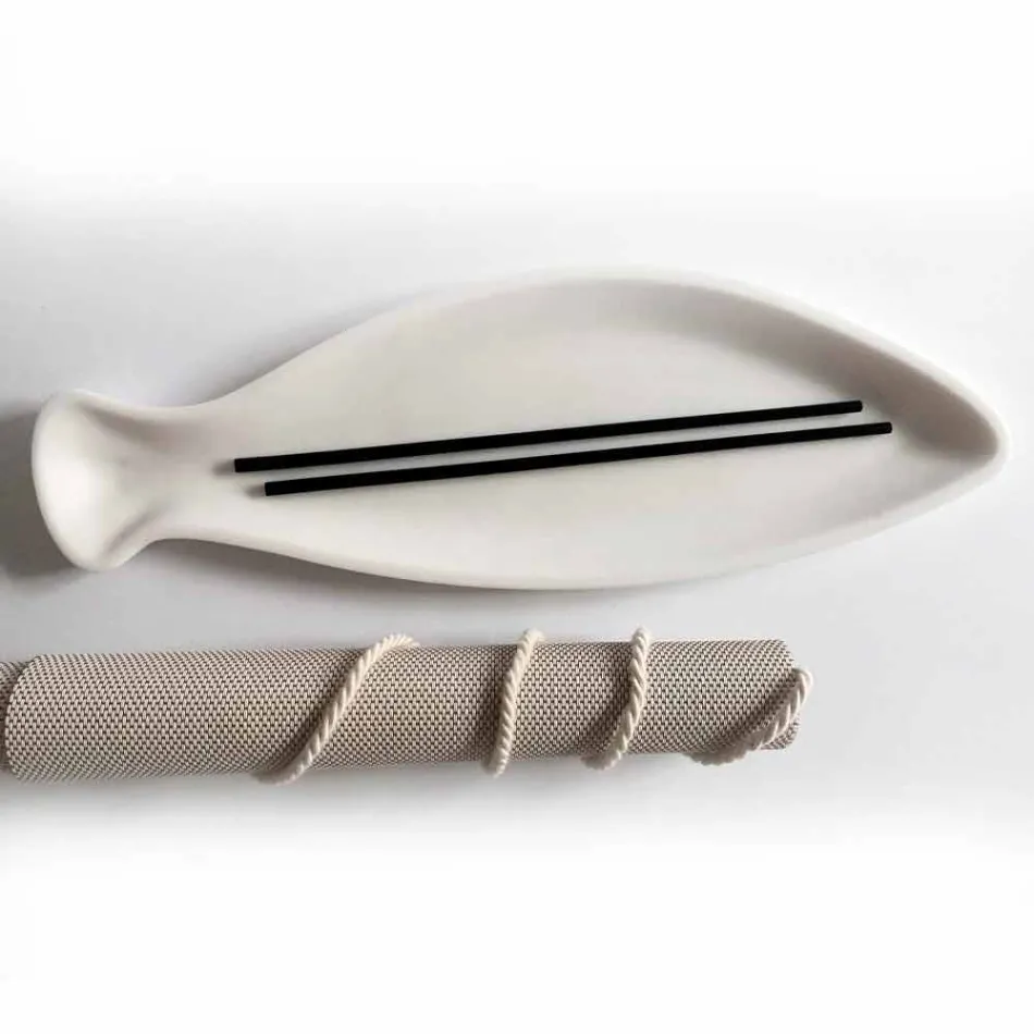 Taca kuchenna z białego marmuru Carrara ręcznie robiona we Włoszech - Fish Viadurini