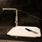 Taca kuchenna lub deska do krojenia z białego Corianu Made in Italy Design - Ivanova Viadurini