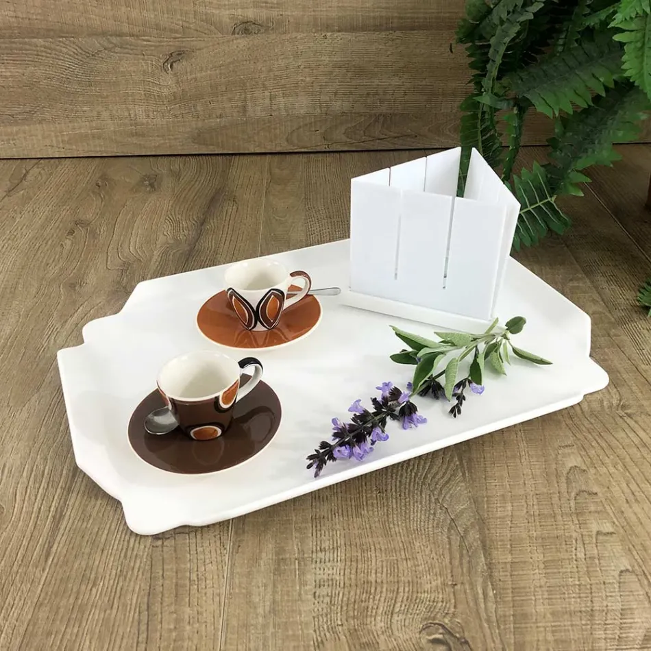 Prostokątna taca kuchenna w jakości białego Corianu Made in Italy - Ivanova Viadurini