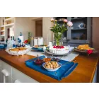 Taca do serwowania z kwiatami w kolorze białym, niebieskim lub błotnym - Marken Viadurini