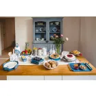 Taca do serwowania z kwiatami w kolorze białym, niebieskim lub błotnym - Marken Viadurini