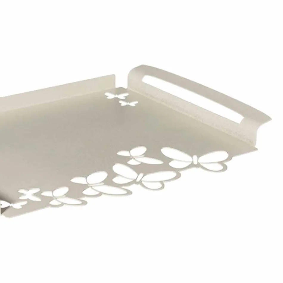 Biała, beżowa lub z kości słoniowej żelazna taca do serwowania Made in Italy - Leiden Viadurini