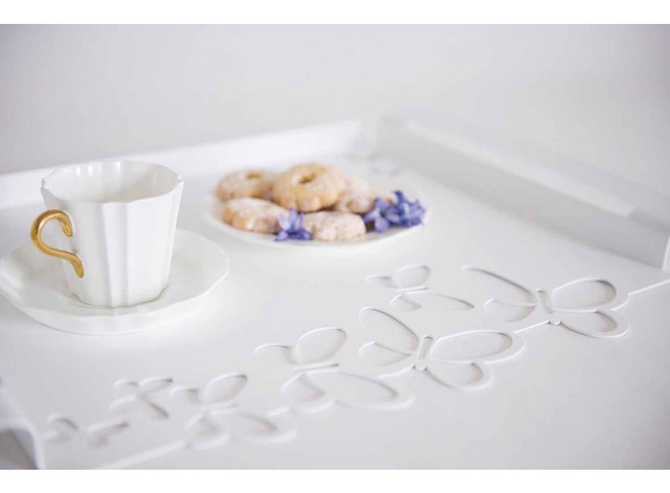 Biała, beżowa lub z kości słoniowej żelazna taca do serwowania Made in Italy - Leiden Viadurini