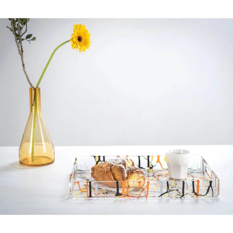 Wielokolorowa taca z pleksi w 2 rozmiarach Made in Italy - Multicolor Viadurini