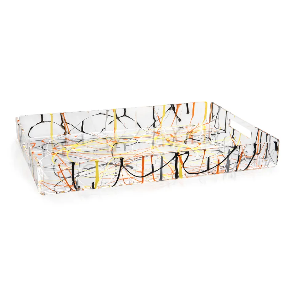 Wielokolorowa taca z pleksi w 2 rozmiarach Made in Italy - Multicolor Viadurini