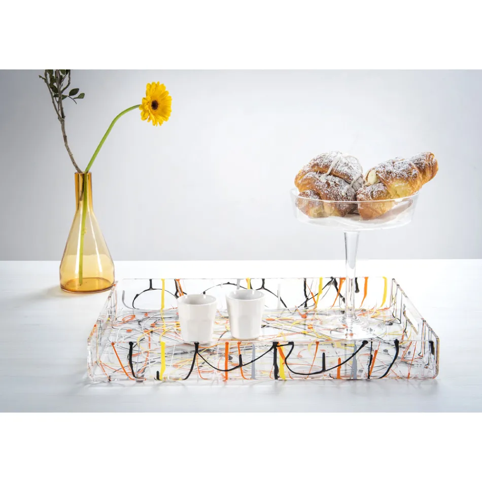 Wielokolorowa taca z pleksi w 2 rozmiarach Made in Italy - Multicolor Viadurini